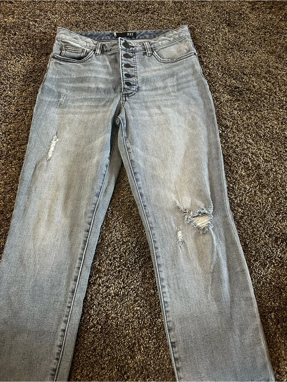 Kut from the Kloth Light Blue Straight Leg Distressed Jeans